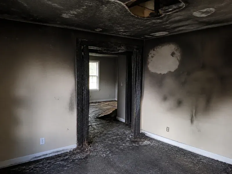 Interior fire and smoke damage inside a residential property